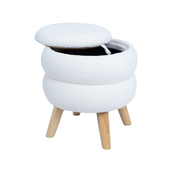 Home4You Sittpuffar>Ottoman/ bord HANA D40xH41cm, vit, med förvaring