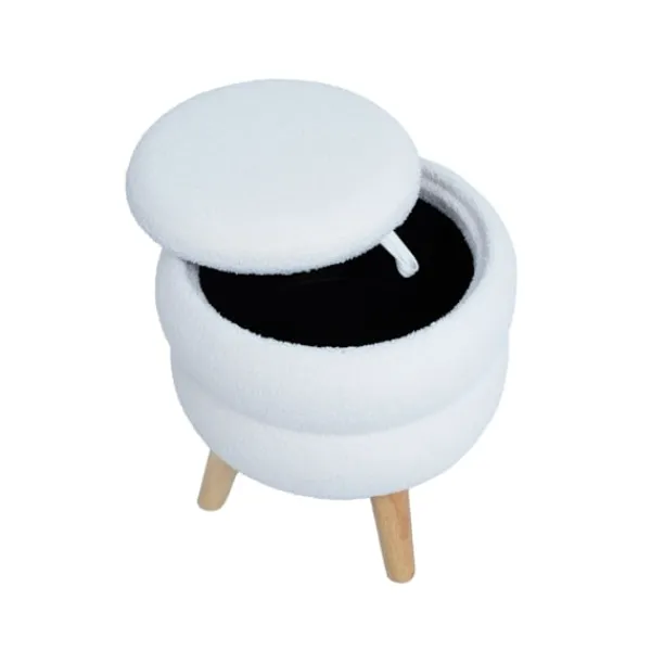 Home4You Sittpuffar>Ottoman/ bord HANA D40xH41cm, vit, med förvaring