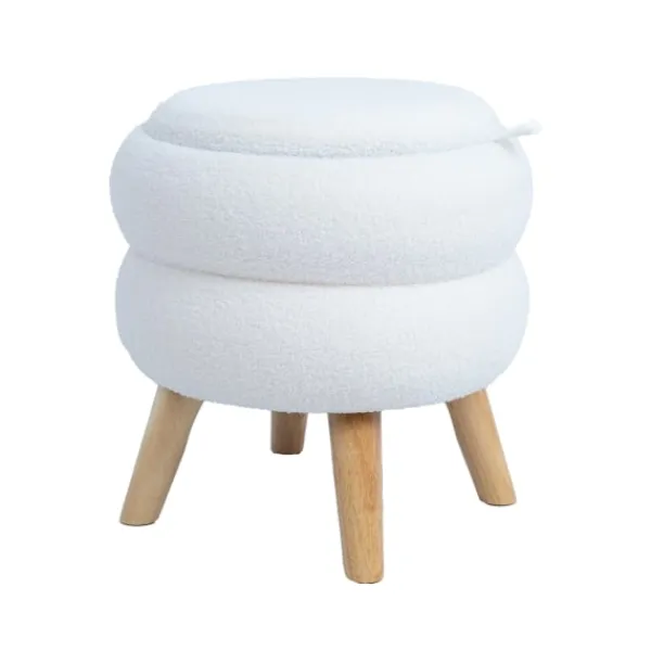 Home4You Sittpuffar>Ottoman/ bord HANA D40xH41cm, vit, med förvaring