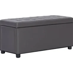 vidaXL Sittpuffar>Ottoman med förvaring grå konstläder