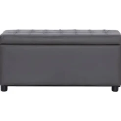 vidaXL Sittpuffar>Ottoman med förvaring grå konstläder