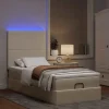 vidaXL Sängar>Ottoman sängram med madrass gräddvit 90x190 cm tyg