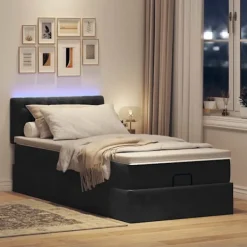 vidaXL Sängar>Ottoman sängram med madrass svart 90x200 cm sammet