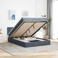 vidaXL Sängar>Ottoman sängram med madrass mörkgrå 140x200 cm sammet