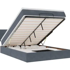 vidaXL Sängar>Ottoman sängram med madrass mörkgrå 140x200 cm sammet