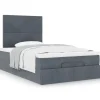 vidaXL Sängar>Ottoman sängram med madrasser mörkgrå 120x190 cm sammet