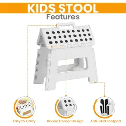 Superp Pallar>(1-pack) 9" hög pall - Rymmer 300 lbs - Lättviktsbar trapppall i plast för barn, kök, badrum och vardagsrum (vit)