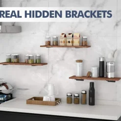 Hyllor>6-pack Flytande Hyllkonsoler, 15 cm Kraftiga Industriella Hyllkonsoler, Svarta Metall L-konsoler för Hyllstöd Dyux