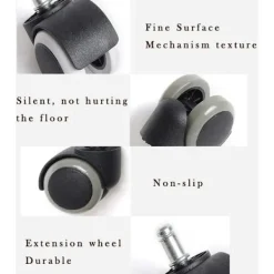 Kontorsmöbler>5-pack hjul, tysta universella kontorsstolshjul, stolhjul, för stolhjul hårda golv, rullande hjul (grå)