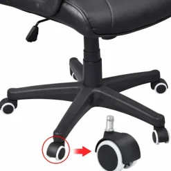 Kontorsmöbler>5-pack hjulset, hårda golvhjul för kontorsstol, hjulset = 5 hjul för skrivbordsstol, svart, stiftstorlek 10mm, diameter 50mm