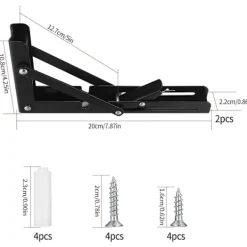 Hyllor>2-pack hopfällbara väggkonsoler, fällbara konsoler, hopfällbara konsoler för tunga laster, för bord, garage, kök, sovrum - svart
