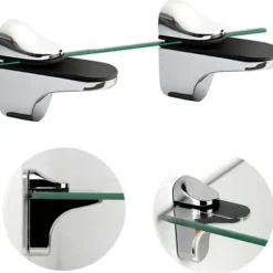 Hyllor>4-pack justerbara glashyllfästen, väggmonterat klämfäste