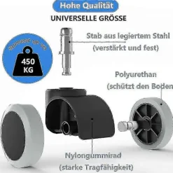 Kontorsmöbler>5-pack kontorsstolshjul 11 mm / 22 mm Ersättningshjul för hårda golv för gamingstolar, svängbara stolar - JA