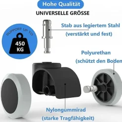 Kontorsmöbler>5-pack kontorsstolsrullar 11mm / 22mm ersättning hårt golv för spelstolar, snurrstolar, pr