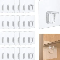Hyllor>24-pack självhäftande hyllstöd, 6 x 6 cm hyllstöd, transparenta D'é