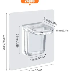 Hyllor>24-pack självhäftande hyllstöd, 6 x 6 cm hyllstöd, transparenta D'é