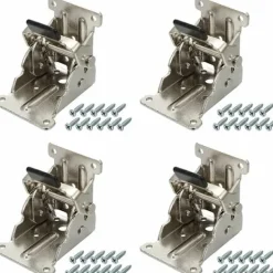 Matbord>4-pack självlåsande fällbara gångjärn, plåtfällbara konsolförlängningslås, fällbara benbeslag för bordssängsoffa fällbara ben - silver