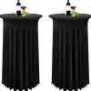 Matbord>2-pack Svart Högt Bordsöverdrag för 80x110cm Ståbord, Spandex Stretch Kjol[YDE]