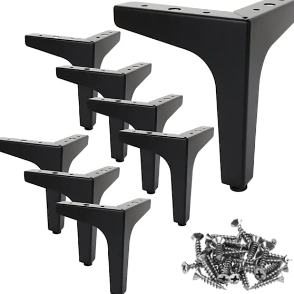 Blue dream Soffor>8-pack svarta metallben för soffa, 13 cm soffben med belastning på 600 kg, svarta möbelben med skruvar, metallben för soffbord, TV-bänkar, skåp