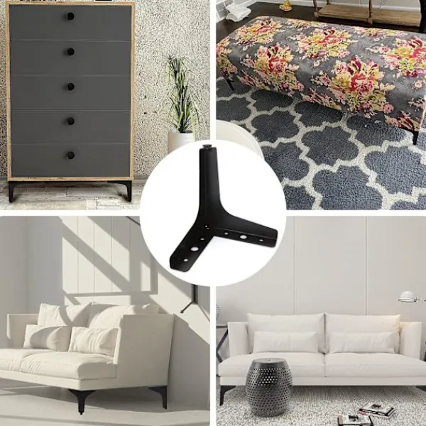 Blue dream Soffor>8-pack svarta metallben för soffa, 13 cm soffben med belastning på 600 kg, svarta möbelben med skruvar, metallben för soffbord, TV-bänkar, skåp