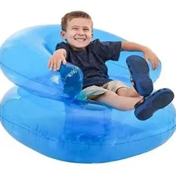 Fåtöljer>1-Pack Transparent Uppblåsbar Soffa, Portabel PVC Vattenleksoffa, Barnleksäte, Blå