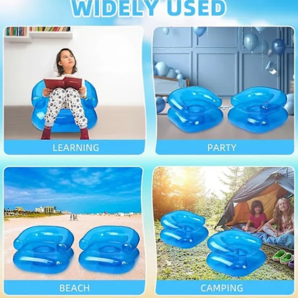 Fåtöljer>1-Pack Transparent Uppblåsbar Soffa, Portabel PVC Vattenleksoffa, Barnleksäte, Blå