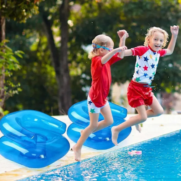 Fåtöljer>1-Pack Transparent Uppblåsbar Soffa, Portabel PVC Vattenleksoffa, Barnleksäte, Blå