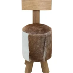 vidaXL Pallar>Pall getskinnsläder och massiv teak