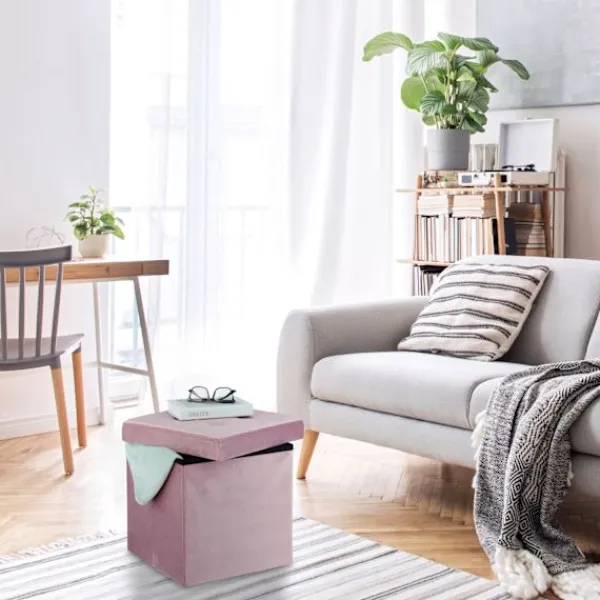 B2X Sittpuffar>Pall i rosa sammet