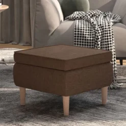 vidaXL Pallar>Pall med träben brun tyg