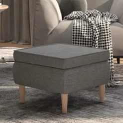 vidaXL Pallar>Pall med träben ljusgrå tyg