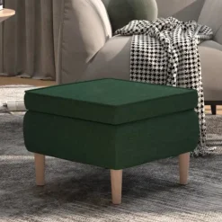 vidaXL Pallar>Pall med träben mörkgrön tyg