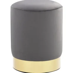 vidaXL Sittpuffar>Pall mörkgrå och guld sammet 28 x 36 cm