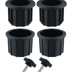 Balkongmöbler>Pieces Balkong Parasoll Tillbehör, 4 Paraplyhålsringar och 2 Handskruvar, Paraplyhållare Tillbehör för Uteplatsbord Balkong Terrasser (Svart)