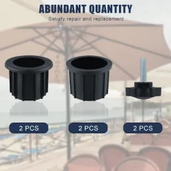Balkongmöbler>Pieces Balkong Parasoll Tillbehör, 4 Paraplyhålsringar och 2 Handskruvar, Paraplyhållare Tillbehör för Uteplatsbord Balkong Terrasser (Svart)