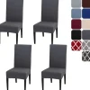 Stolar>{PL} Stolsöverdrag Set om 4 eller 6, Stretch Avtagbart Tvättbart Stolsöverdrag Dekoration Skydd Sittplatsöverdrag för Hotell grey-tfrf grey 4 st