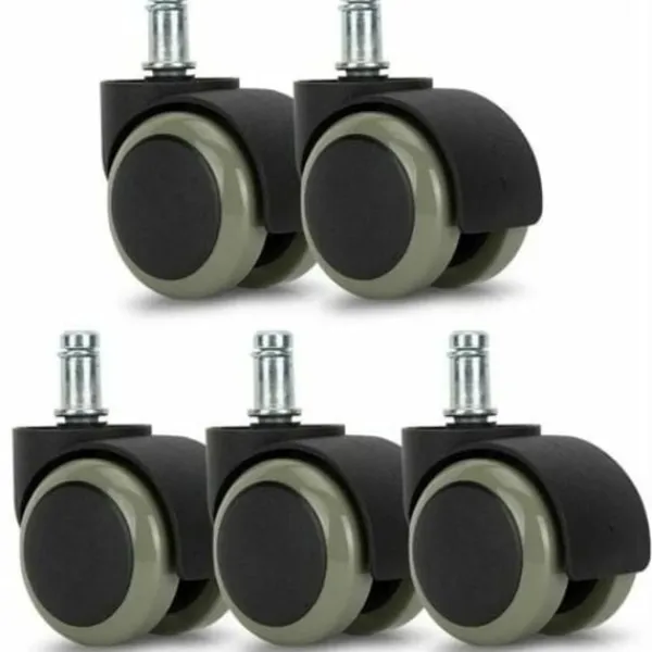Kontorsmöbler>{PL}KZQ Hjul för kontorsstol - Set med 5 hjul för kontorsstol - Ersättningshjul 11/50 mm - Tyst stolsfot för hårda golv - Grå