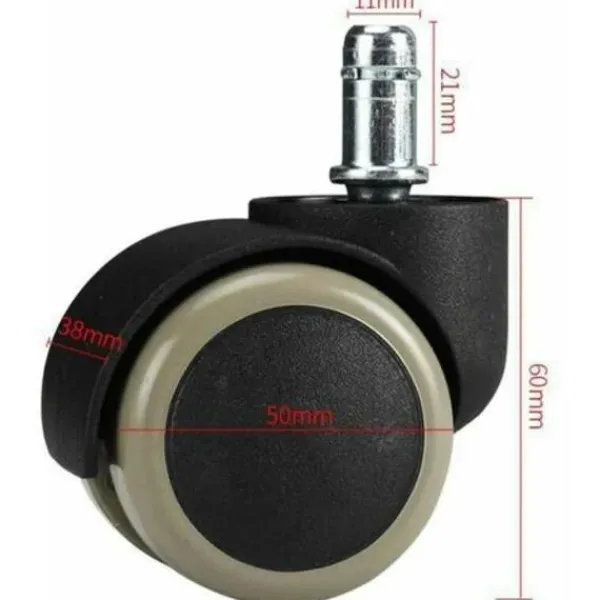 Kontorsmöbler>{PL}KZQ Hjul för kontorsstol - Set med 5 hjul för kontorsstol - Ersättningshjul 11/50 mm - Tyst stolsfot för hårda golv - Grå