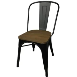 Tusent Matgrupper>Plåt matt svart med toppskiva i alm + 2 matt svarta stolar alm