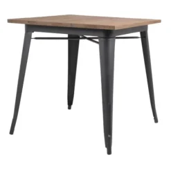 Tusent Matgrupper>Plåt matt svart med toppskiva i alm + 2 matt vita stolar