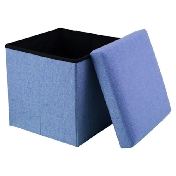 INTIRILIFE Sittpuffar>Pouf - - Fällbar Modell - 30x30x30 cm - HAVSBLÅ - Linneutseende Tyg