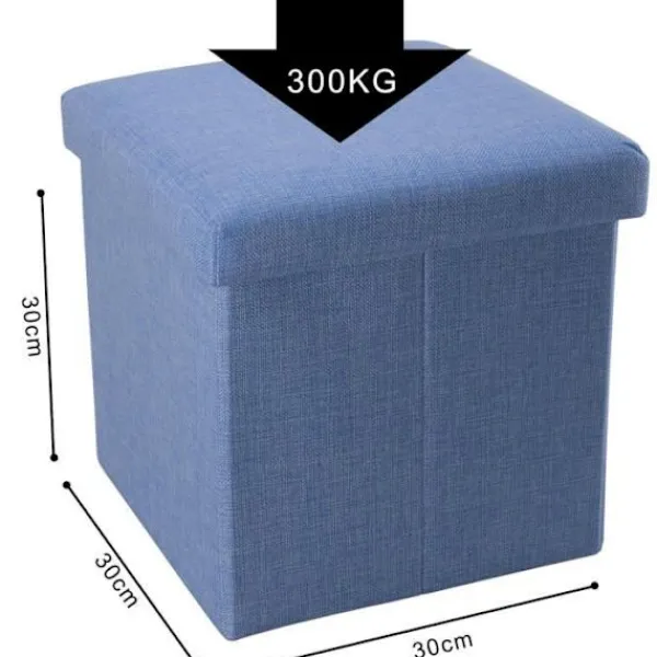 INTIRILIFE Sittpuffar>Pouf - - Fällbar Modell - 30x30x30 cm - HAVSBLÅ - Linneutseende Tyg