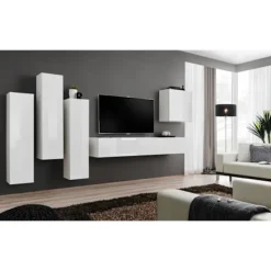 PRICE FACTORY Tv-Bänkar>- TV-möbel SWITCH III design, färg vit glans. Modern och trendig möbel för ditt vardagsrum.