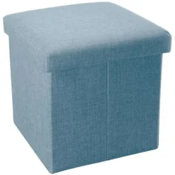 INTIRILIFE Sittpuffar>Puff - - 30x30x30 cm - Himmelblå - Linliknande tyg - Multifunktionell