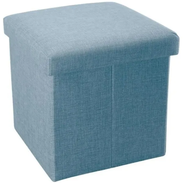 INTIRILIFE Sittpuffar>Puff - - 30x30x30 cm - Himmelblå - Linliknande tyg - Multifunktionell