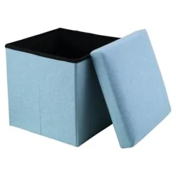 INTIRILIFE Sittpuffar>Puff - - 30x30x30 cm - Himmelblå - Linliknande tyg - Multifunktionell