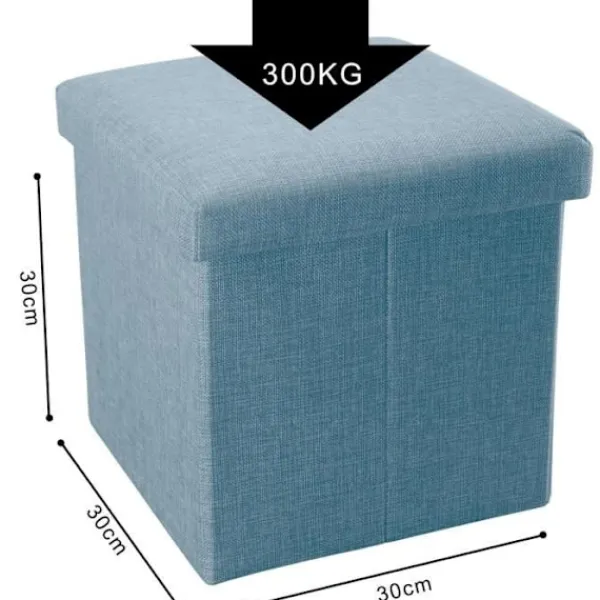 INTIRILIFE Sittpuffar>Puff - - 30x30x30 cm - Himmelblå - Linliknande tyg - Multifunktionell