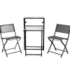 QLT No Less Balkongmöbler>QLT 3-delad bistroset, hopfällbar – stålrambord för 2 personer - Svart