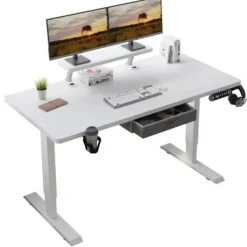 RADLOVE Kontorsmöbler>140cm Elektriskt sitt-stående skrivbord med förvaring & hylla -