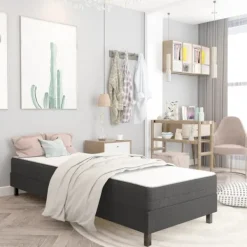 vidaXL Sängar>Ramsäng grå tyg 100x200 cm